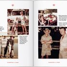 Links: "Peter und ich beim Angeln an seinem zehnten Geburtstag." Oben rechts: Grillrunde mit Joachim Fuchsberger. Unten rechts: Zwei Männer.