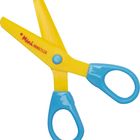 Text "Mini Künstler" in Rot auf gelber Scherre. Die Griffe sind groß und blau.