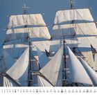 Kalender für August, Bild von zwei großen Segelschiffen auf offener See.