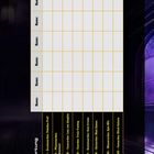 Tabelle mit Spalten für "Name" und Zeilen für Kapitel von I bis VIII, Themen wie "Pokédex-Profi" und "Glitch-Galaxe".