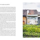 "City Farm Augarten" steht über einem Text, der die Initiative beschreibt. Rechts ist ein Garten mit Gemüsebeeten und Schuppen.