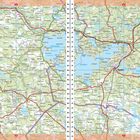 104, 105. Eine detaillierte Straßenkarte mit Städtenamen und Autobahnnummern. Seen und Wälder sind ebenfalls markiert.