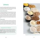Zöliakie: Vor der Zubereitung glutenfreier Speisen ist Theorie wichtig. Bild: Verschiedene Körner und Mehle in Schalen.