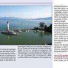 "Seehafen Lindau: Einzigartiges Panorama mit bayerischem Löwen und Leuchtturm. Treffpunkt für Bodensee-Schifffahrt." Im Hintergrund sieht man Boote und den Bodensee.