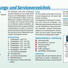 Übernachtungs- und Serviceverzeichnis. Adressen und Kategorien mit Symbolen, Preiskategorien, Radservice, Entfernungsangaben.