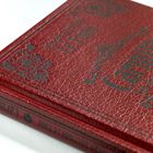 Roter Ledereinband mit dem Titel "Carmilla" und Verzierungen; Buch von Sheridan Le Fanu.