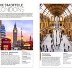 Die Stadteile Londons. West End, Westminster und South Bank. Kensington und Chelsea. Bilder von Big Ben und einem Museumsinterieur.