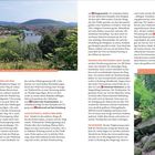 Links steht: „Bei Miltenberg trennt der Main den Odenwald vom Spessart (links im Bild) und der Südröhn.“ 

Großformatige Bildstrecke mit Wäldern und Pfaden. Rechts unten Waldszene mit grünen, moosbedeckten Steinen.