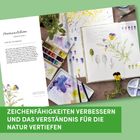 ZEICHENFÄHIGKEITEN VERBESSERN UND DAS VERSTÄNDNIS FÜR DIE NATUR VERTIEFEN. Skizzenbuch, Aquarellfarben, Blumen.
