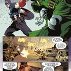 "Rogers! Wir sind unter Beschuss!" - Captain America mit einem grün gekleideten Charakter in einer Kampfszene.