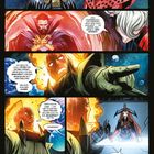 Comic-Sequenz mit verschiedenen kostümierten Charakteren im Weltraum. Dialog über Erde, Verrat und Geheimnisse.