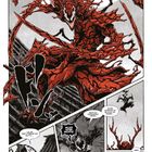 Comic mit Sprechblasen: „...werde ich dich fressen!!!“, „Nicht so verzweifelt, Venom.“, eindrucksvolle Monsterdarstellung.