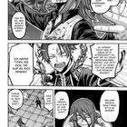 Ein Mann sagt, es interessiert ihn, wie sehr er sich einprägen kann. Ein anderer sagt, er hasst Egoisten. Manga-Stil.