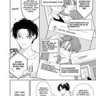 Eine Manga-Seite mit einem stilvollen jungen Mann, umgeben von Social Media-Elementen. Dialoge beschreiben seinen Erfolg und Aktivitäten.