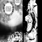 Ein großer Vollmond über Bäumen und Sternenhimmel. Links Text über Schicksal. Rechts Frau mit Kind und Text über Wiedersehen.