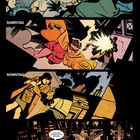 Ein Comic in vier Szenen: Freitag zeigt Kämpfe. Samstag eine Explosion. Sonntag hat zwei Szenen: eine Diskussion und eine Stadtansicht.