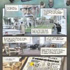 Mehrere Textkästen beschreiben Gedanken zu einem Mann namens Wesley, Erinnerungen und Trauer. Zeitungsüberschrift: „U.N. verabschiedet weitere Metawesen-Gesetze.“