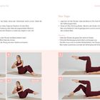 Zwei Fitnessübungen: "Russian Twist" mit Anleitungen, Variationen und Fotos links; "Toe Taps" mit Anleitung und Fotos rechts.