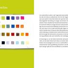 Titel: "Jahreszeiten". Links: Aquarellfelder für Frühling, Sommer, Herbst, Winter. Rechts: Text über Farben in Landschaften.