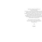 Ein Text in der Mitte beschreibt Erlebnisse und Gefühle mit Clea, betont ihren Duft und endet mit einer Frage über ihre Augen.