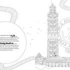 Text beschreibt Sylt als größte und nördlichste Insel Nordfrieslands. Illustration zeigt Leuchttürme, Gebäude und ein Anker-Emblem.