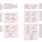 Links oben: Anleitungen für verschiedene Häkeltechniken, inkl. Luftmasche, feste Masche und Kettmasche, mit Illustrationen.