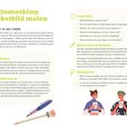 "Unmasking: Selbstbild malen" zeigt, wie man durch Selbstreflexion Masken fallen lässt. Ein Cartoon zeigt zwei Personen mit Masken.