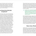 Seite 42: "Wie viel körperliche Aktivität ist optimal?" Seite 43: "VORSICHT BEI ZU INTENSIVEM TRAINING" und "Never miss a Monday!"
