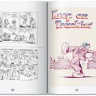 Linke Seite: Zwei Comics mit Dialogen über Verdauungsprobleme und das Leben in einer Kiste. Rechts: "Keep on Truckin'" mit einem Cartoon-Mann, der energisch geht.