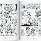 Auf der linken Seite: "ART by TRUMB", "UNLEARN", "VOID". Rechts: Comic mit Sprechblasen, darunter Figuren.