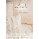 Text: "kommt alle zu mir, die ihr geplagt und mit Lasten beschwert seid! Bei mir erholt ihr euch. Matthäus 11,28." Weiche Kissen.