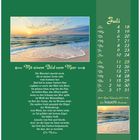 Texte: "Mit einem Bild vom Meer", "Juli", "Gute Wünsche 2027", Gedicht von Elli Michler. Bild: Meereslandschaft mit Sonnenuntergang.