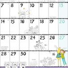 Kalender für Juni mit bunten Illustrationen, Feiertagen und skandinavischen Elementen. Tipptexte wie "Hurra! Frei!" und "Schwedisches Essen".
