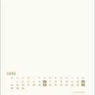 Kalender für Juni, Sonntage 6, 13, 20, 27 hervorgehoben, 21.6. Sommeranfang. Schlichtes Design.
