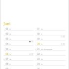 Kalenderseite im Juni; Tage nummeriert; wichtige Daten: Sommersonnenwende am 21.; Sonnenauf- und Untergangszeiten.