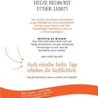 1-MINUTE-FACTS: Hitze bedroht unser Leben. Einzelne heiße Tage erhöhen die Sterblichkeit. Hitze steigert Todesfälle.