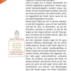 „BESSER“ in orange, „DEIN MINI-MANTRA“, „Ich werde nicht verrückt. Es kann mir besser gehen. Es gibt ein Leben nach der Angst.“ Fließtext über das Überwinden von Panik. Seitenzahl 7.