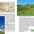 Wanderkarte mit roten Pfaden und Zahlen eins bis acht. Text beschreibt eine Wanderroute bei Gaj nad Mariborom. Links Kirche.