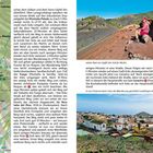 Karte mit Wanderroute, Text beschreibt Vulkanwanderung bei Montaña Pelada. Fotos zeigen Landschaft und Wanderer.