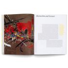 Text: „Abstraction and Gesture“, mit kunterbuntem abstraktem Gemälde links und Künstlernamen in Gelb rechts.