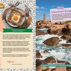 "Les galettes bretonnes", Rezept für herzhafte Buchweizenpfannkuchen. Rechts felsige Küste mit Text "Sehnsuchtsort Bretagne".