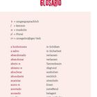 Ein Glossar mit Übersetzungen von spanischen zu deutschen Begriffen, eine Definitionstabelle und eine Messer-Illustration.