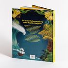 Text: "Die erste Weltumsegelung unter Kapitän Magellan"; Wellen, Segelschiff, Palmen und Pflanzen; gelbes Buchcover.
