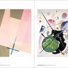 Links: "László Moholy-Nagy, A XI, 1923". Pastellfarben, geometrische Formen. Rechts: "Vasily Kandinsky, Black Form, 1923". Bunte, abstrakte Formen.