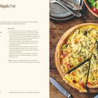"Fenchelquiche" steht oben, darunter Zutaten und Zubereitung. Rechts sind eine goldbraune Quiche und ein bunter Salat abgebildet.