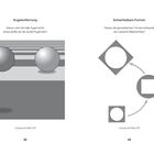 Seite 52: Zwei Kugeln vor horizontalen Streifen, links dunkel, rechts hell.  
Seite 53: Schachtelbare geometrische Formen mit Pfeilen.
