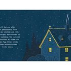 „Ui, das war aber laut geklatscht!“, freut sich der Wichtel und sagt, „Bis morgen, dann spielen wir wieder.“ Szenenbild: Nacht, Haus, Wichtel.