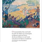 MAI 20. Woche, 20-27. Gedicht über Sommerfrühe von Emanuel Geibel. Illustration von bunt gekleideten Menschen an einem Strand.