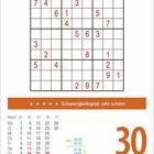 "Schwierigkeitsgrad: sehr schwer. Kalender zeigt Woche, Datum: Mittwoch, 30. Juni. Sudoku-Raster mit teils ausgefüllten Zahlen."