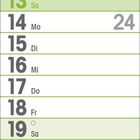 Kalenderblatt Juni 2027, Sonn- und Feiertage grün hinterlegt, Sommeranfang am 21. Juni.